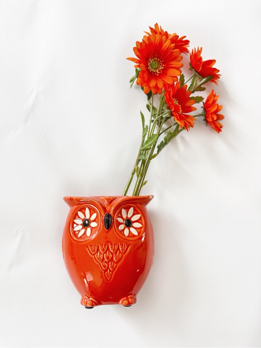 Orange Ceramic Owl Vase Home Accents Small